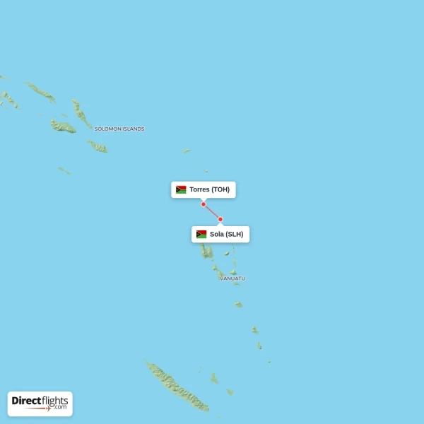Sola - Torres direct flight map