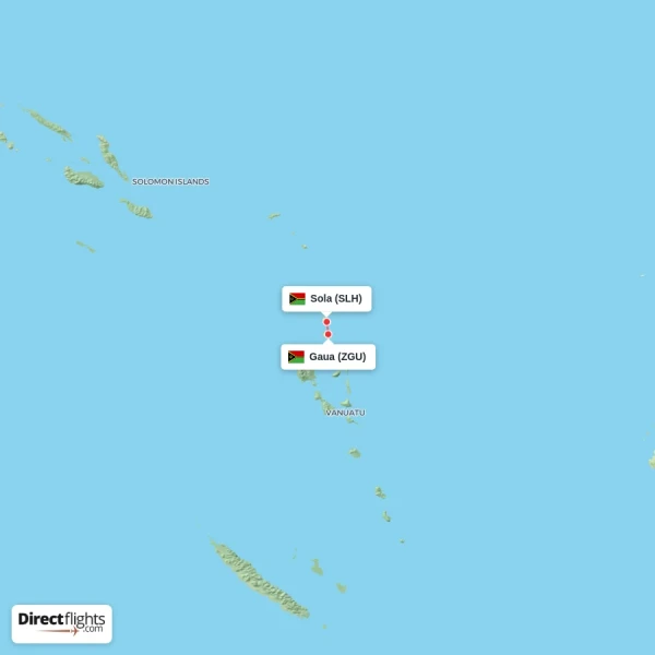 Sola - Gaua direct flight map