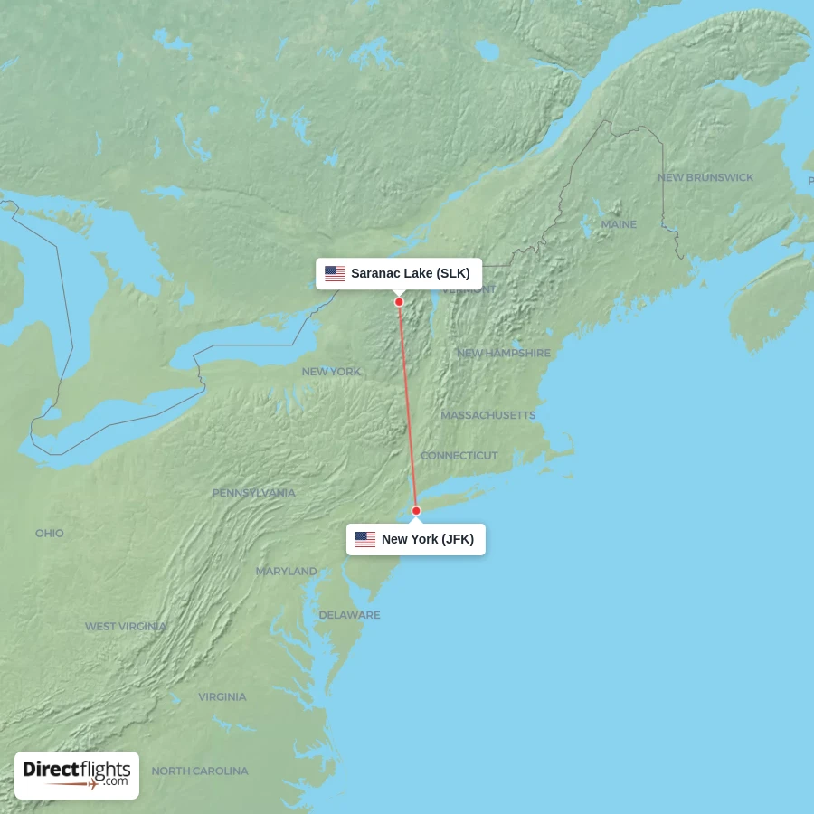 SLK - JFK route map