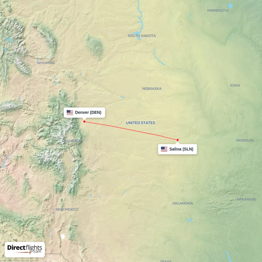 SLN - DEN route map