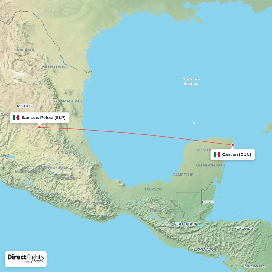 SLP - CUN route map
