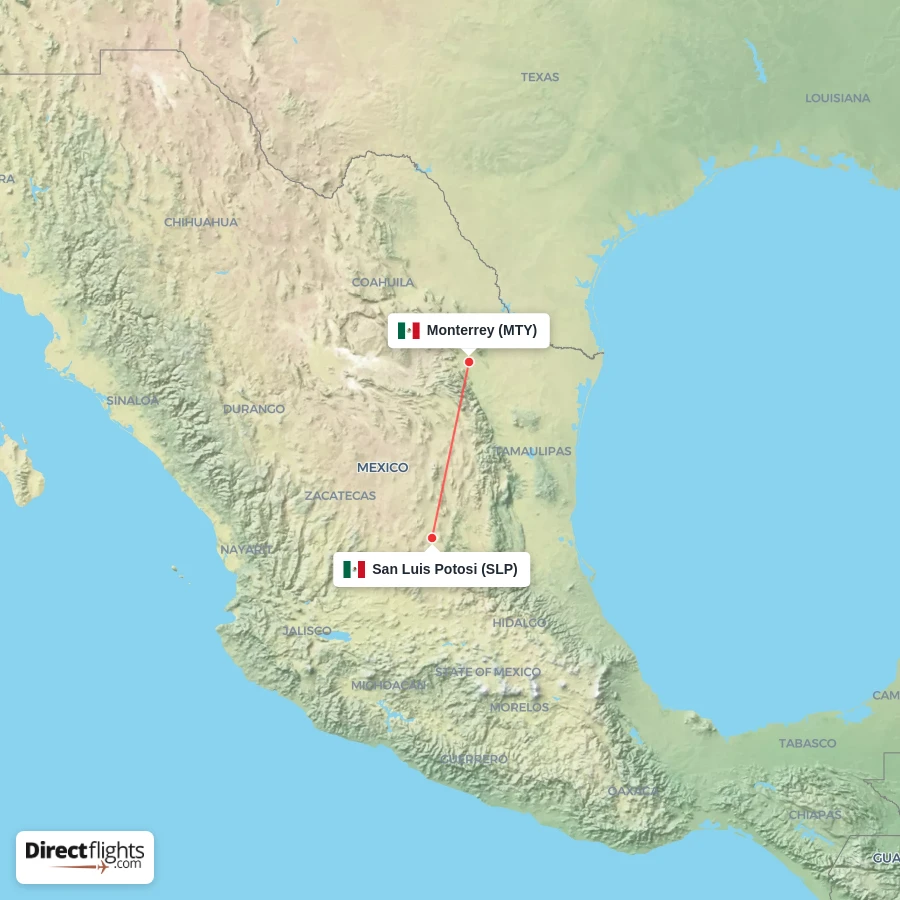 SLP - MTY route map
