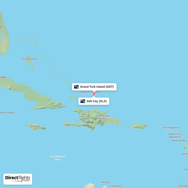 Salt Cay - Grand Turk Island direct flight map