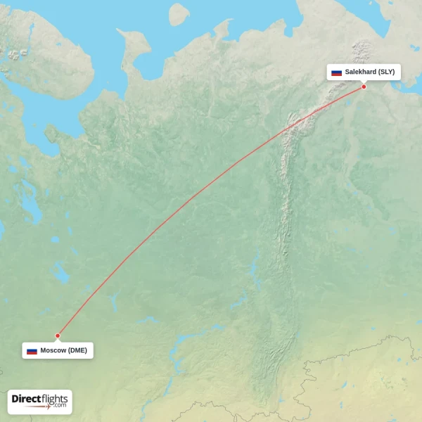 Salekhard - Moscow direct flight map