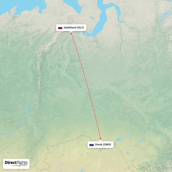 Salekhard - Omsk direct flight map