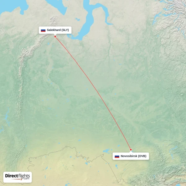 Salekhard - Novosibirsk direct flight map