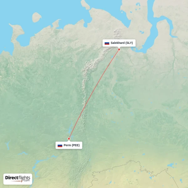 Salekhard - Perm direct flight map