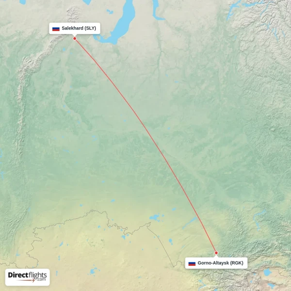 Salekhard - Gorno-Altaysk direct flight map
