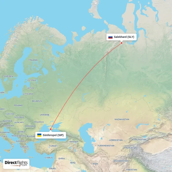 Salekhard - Simferopol direct flight map