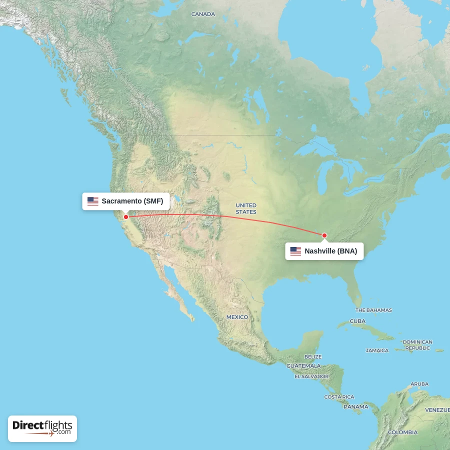 SMF - BNA route map