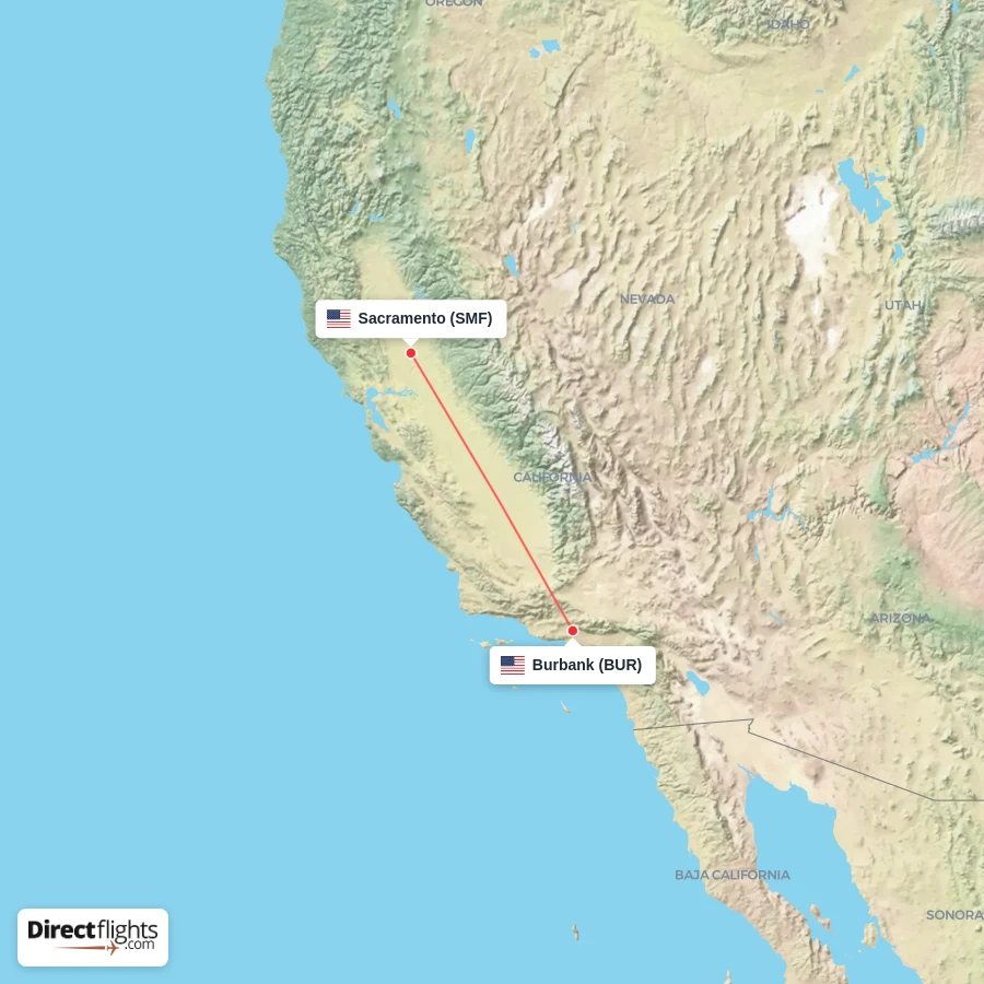 SMF - BUR route map