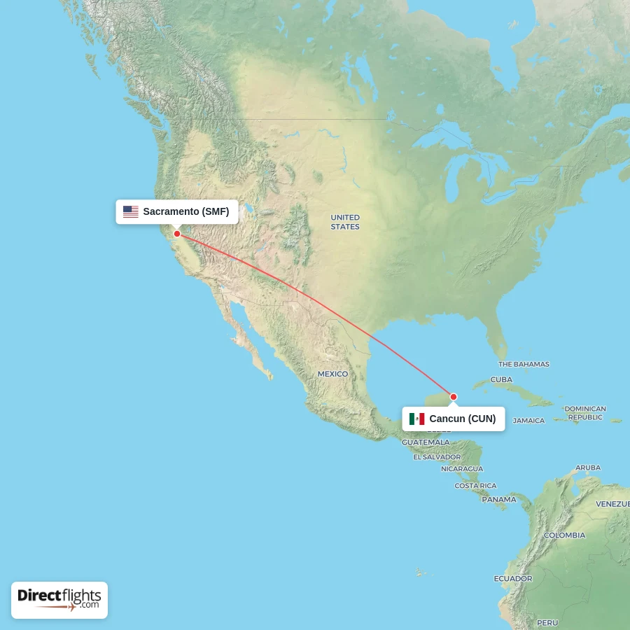 SMF - CUN route map