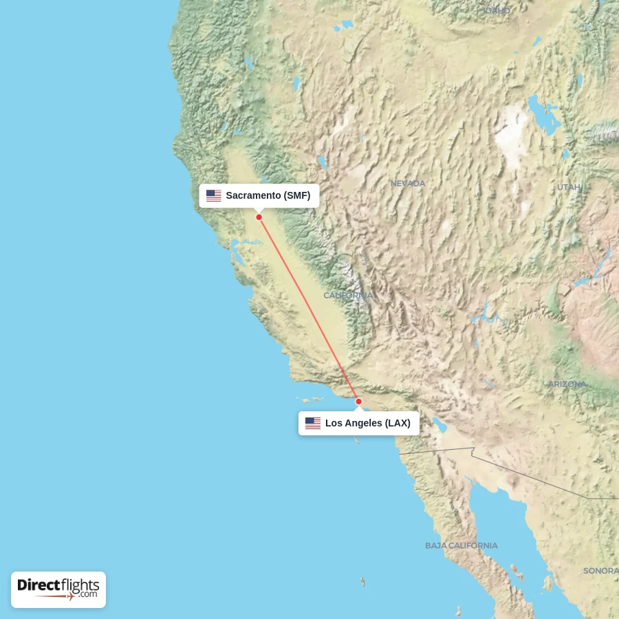 SMF - LAX route map