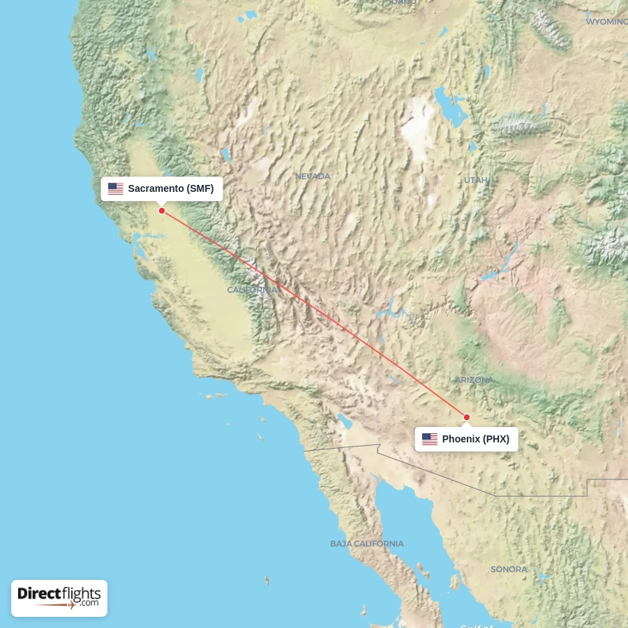 SMF - PHX route map