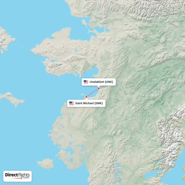 Saint Michael - Unalakleet direct flight map