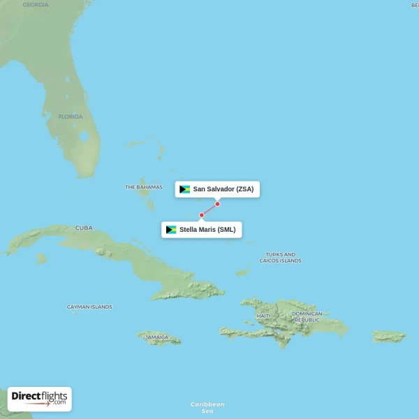 Stella Maris - San Salvador direct flight map