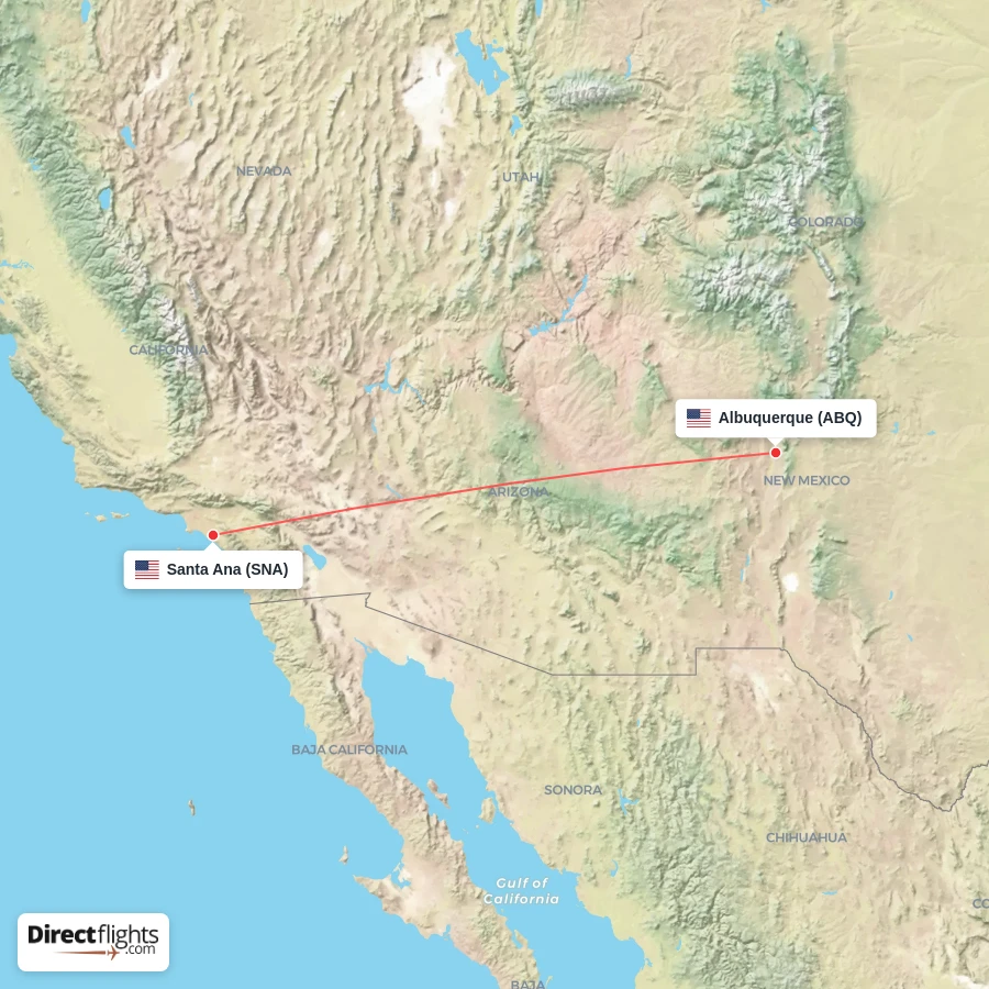 SNA - ABQ route map
