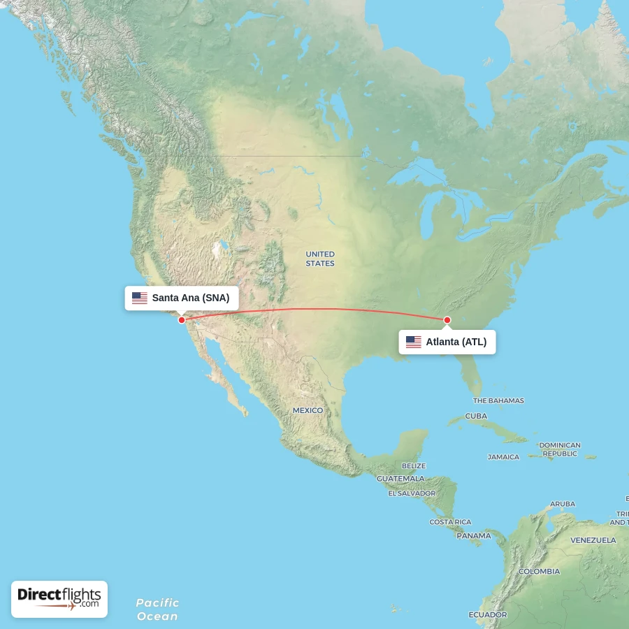 SNA - ATL route map
