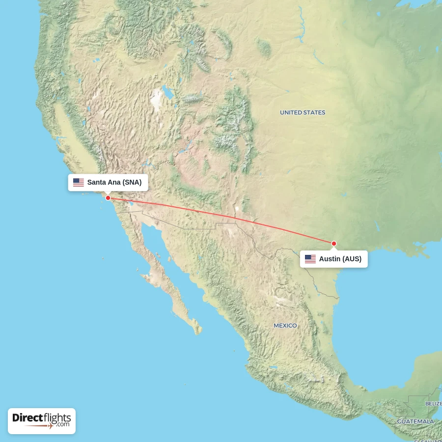 SNA - AUS route map
