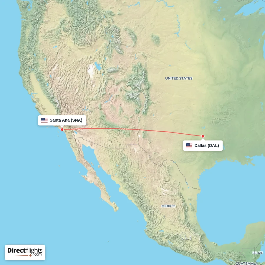 SNA - DAL route map