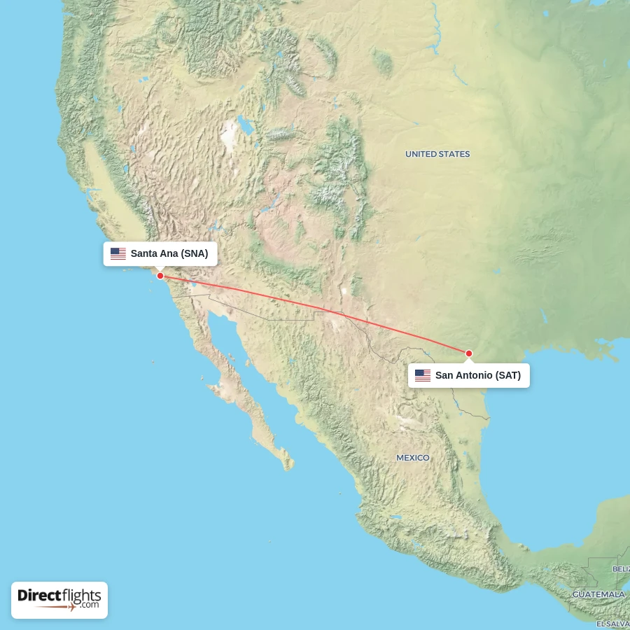 SNA - SAT route map