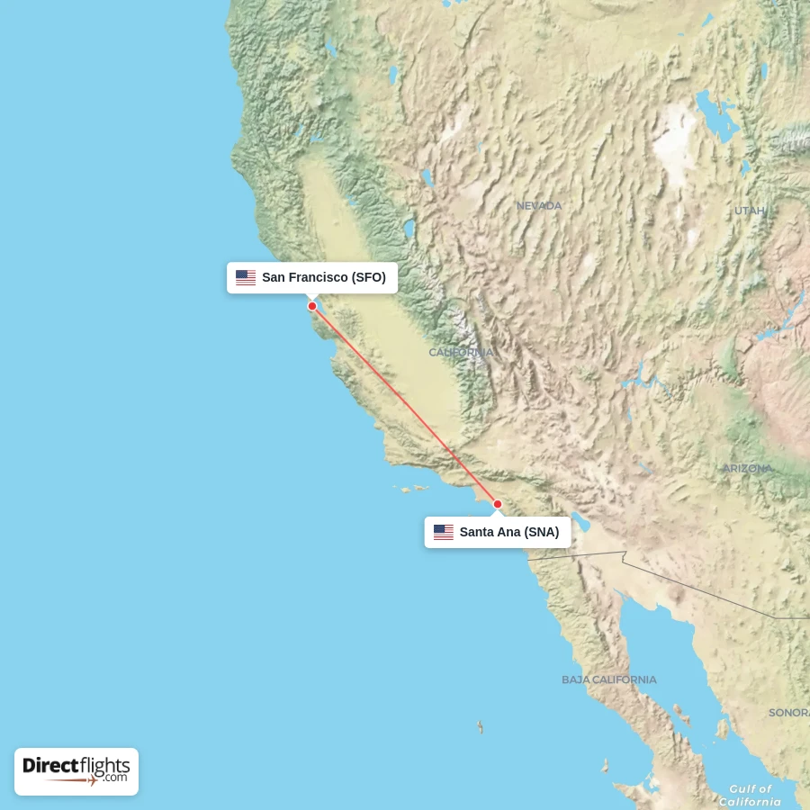 SNA - SFO route map