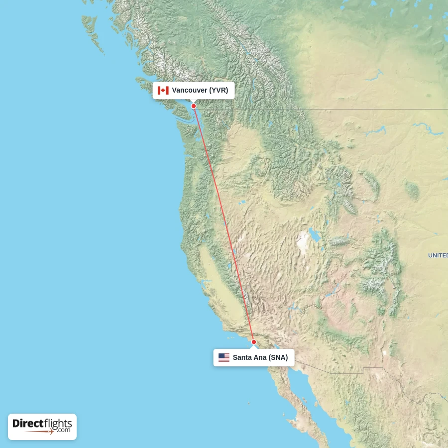 SNA - YVR route map