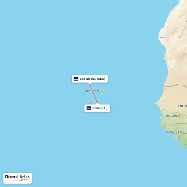 Sao Nicolau - Praia direct flight map