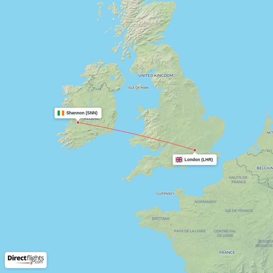SNN - LHR route map