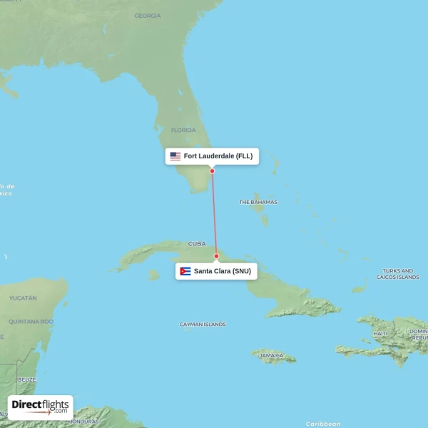 Santa Clara - Fort Lauderdale direct flight map