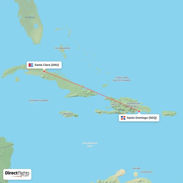 Santa Clara - Santo Domingo direct flight map