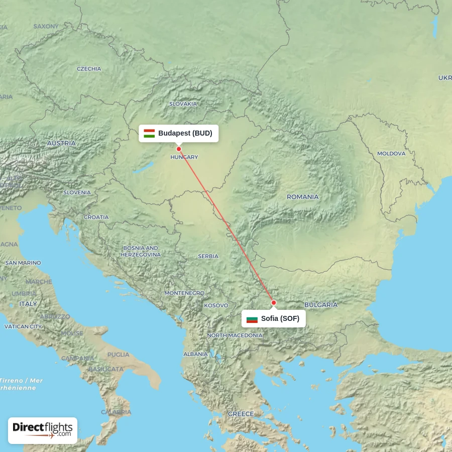 SOF - BUD route map