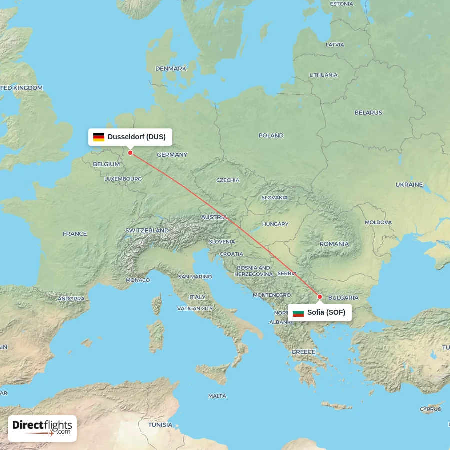 SOF - DUS route map