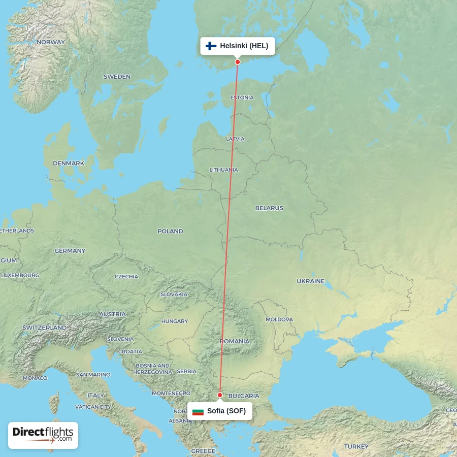SOF - HEL route map