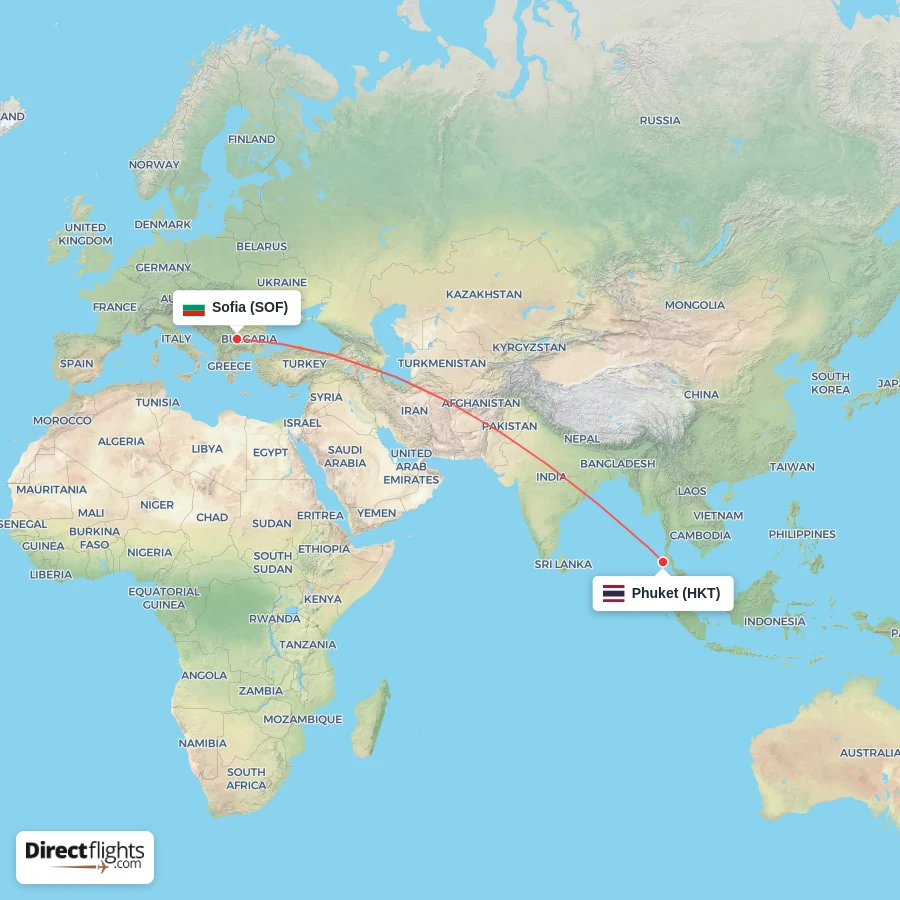 SOF - HKT route map