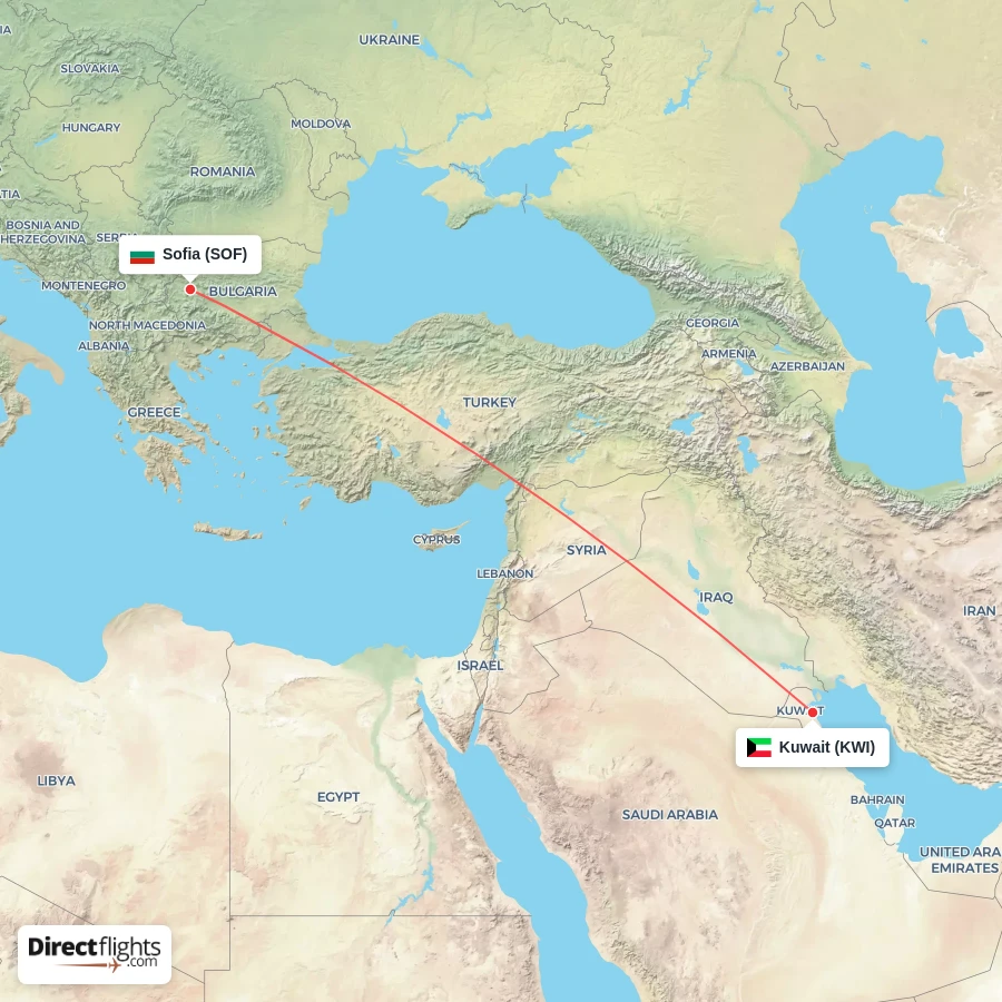 SOF - KWI route map