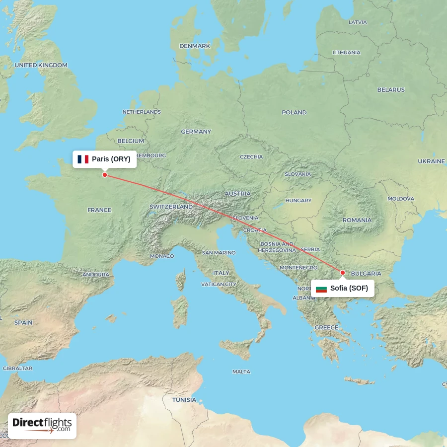 SOF - ORY route map
