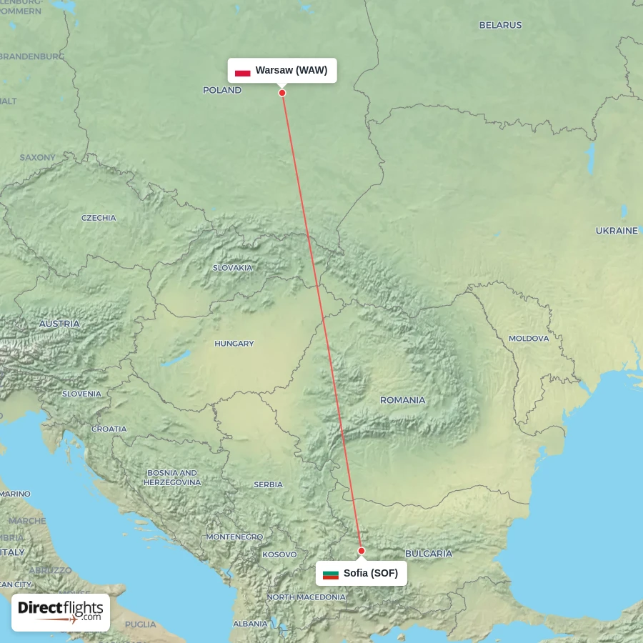 SOF - WAW route map