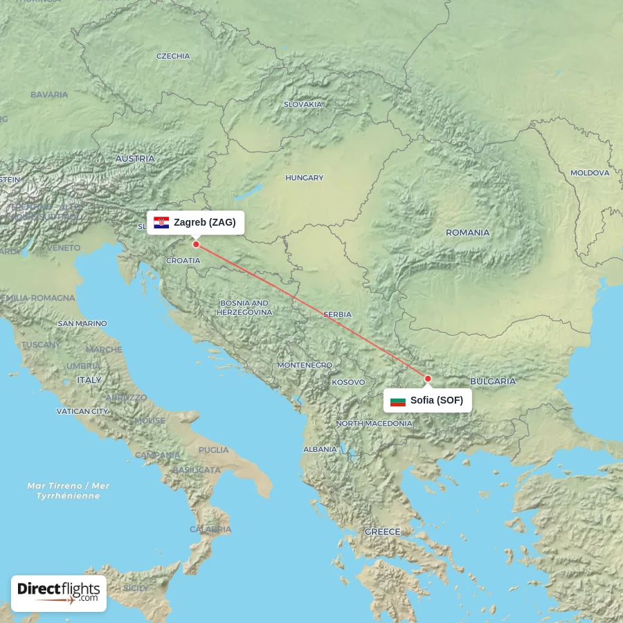 SOF - ZAG route map