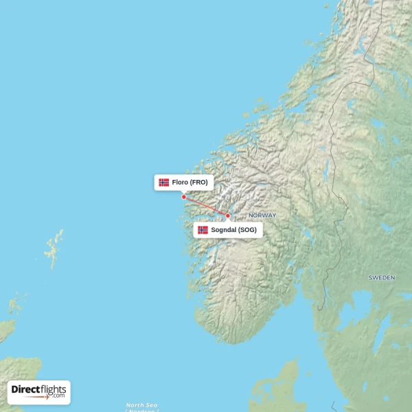 Sogndal - Floro direct flight map
