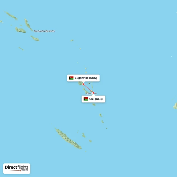Luganville - Ulei direct flight map