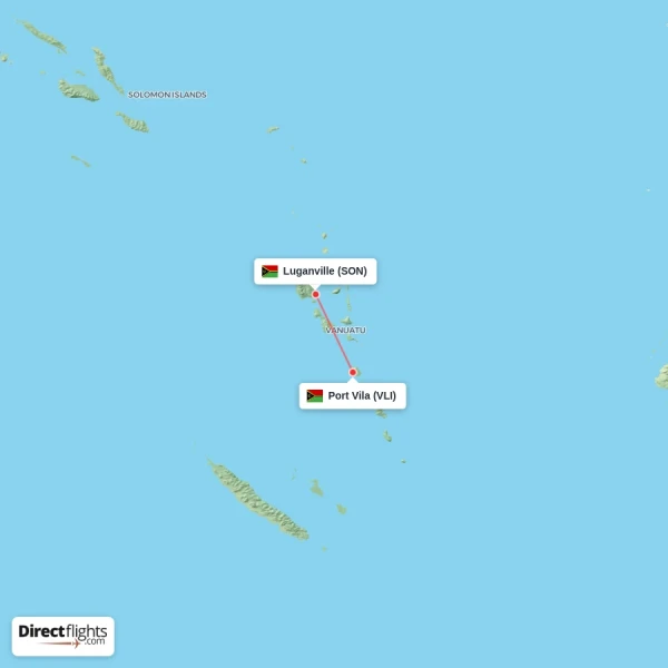Luganville - Port Vila direct flight map