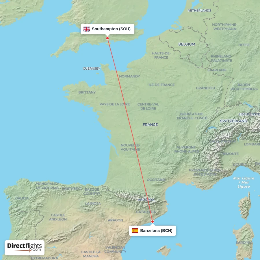 SOU - BCN route map