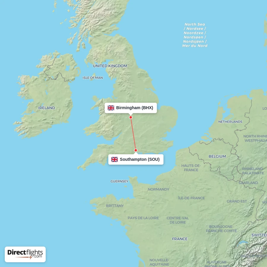 SOU - BHX route map