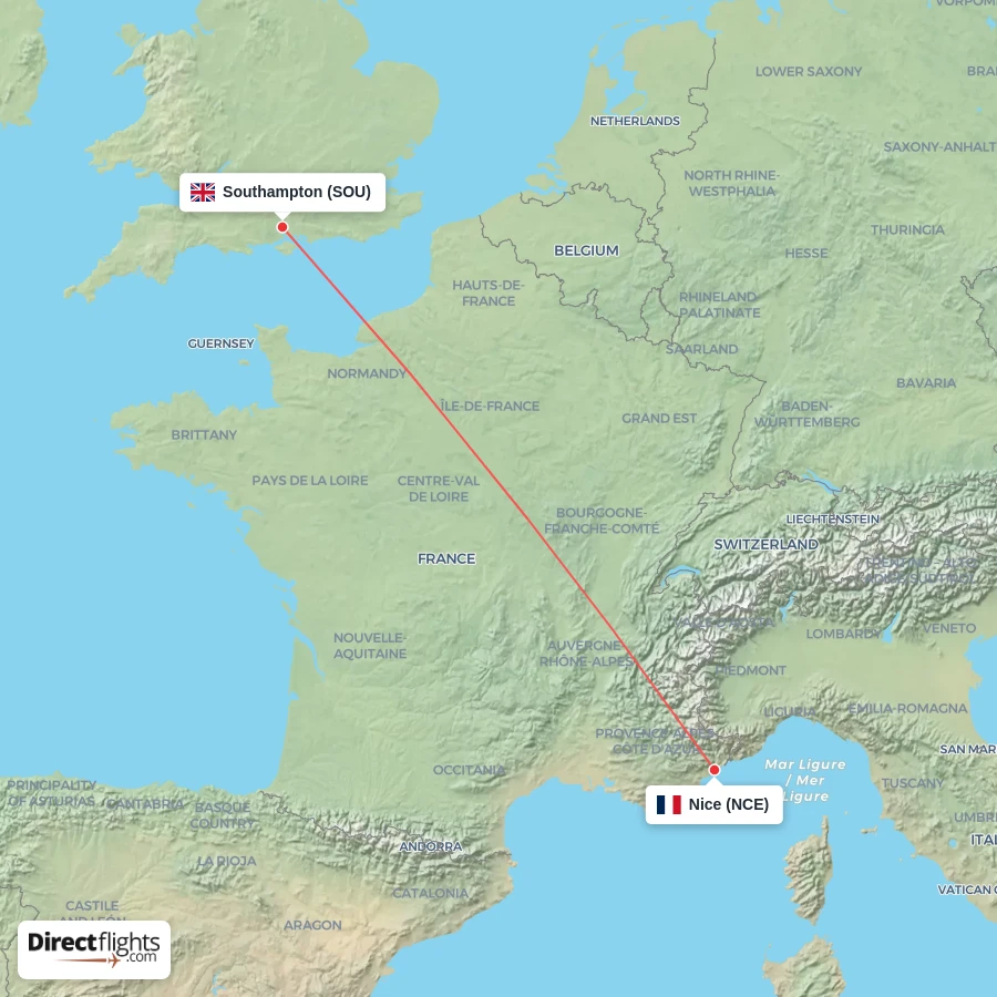SOU - NCE route map