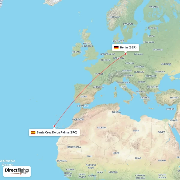 Santa Cruz De La Palma - Berlin direct flight map