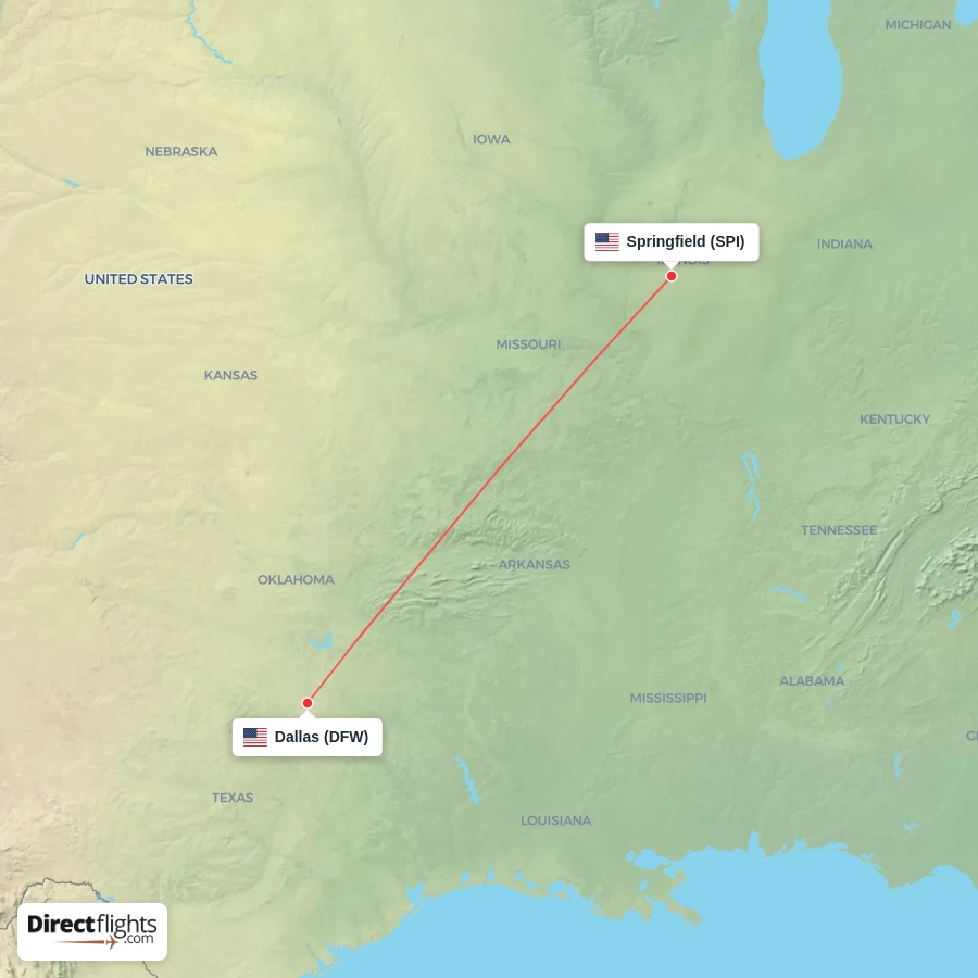 SPI - DFW route map