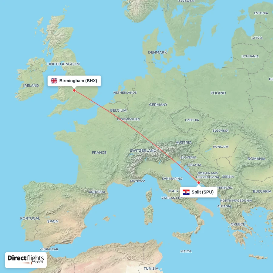 SPU - BHX route map