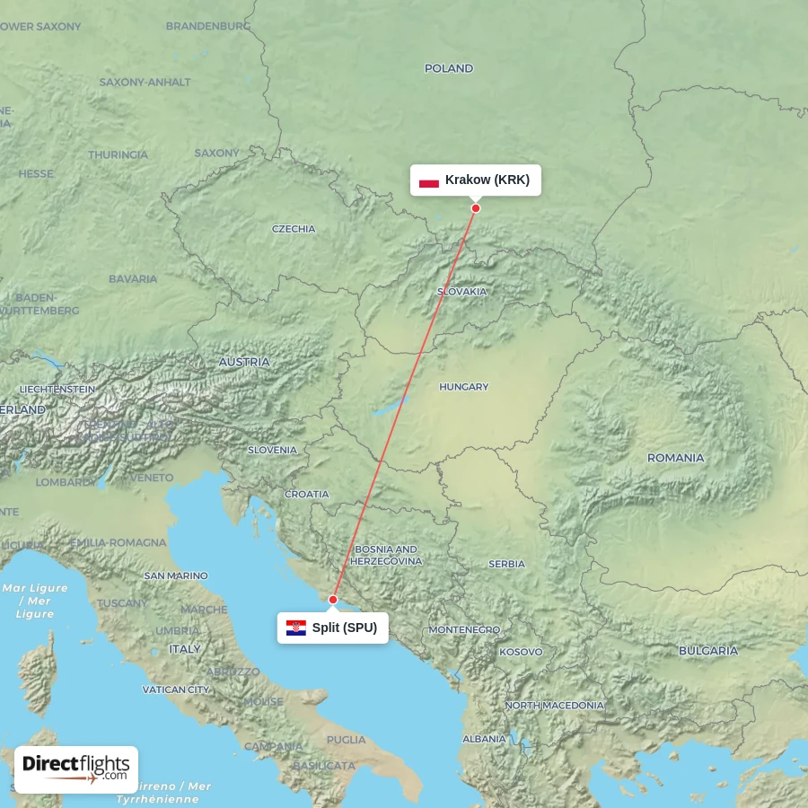 SPU - KRK route map