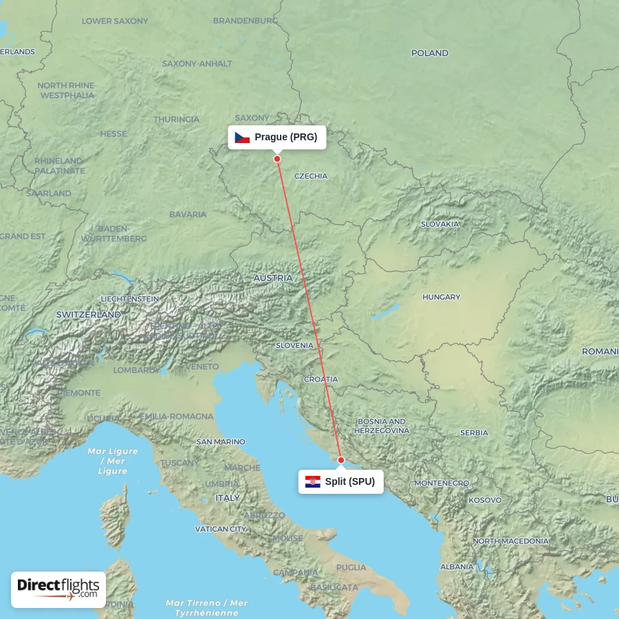 SPU - PRG route map